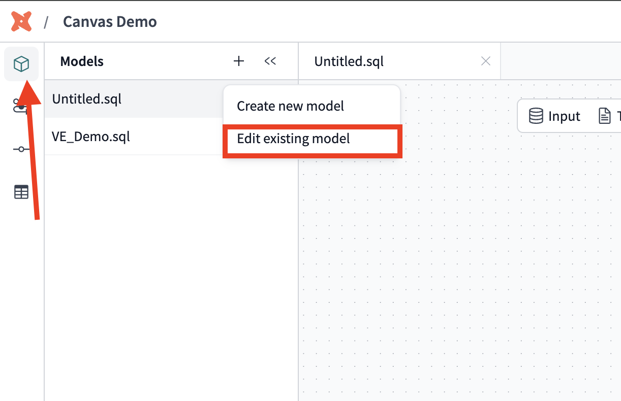Edit a model using the 'Edit a model' button. Edit a model using the 'Edit a model' button.